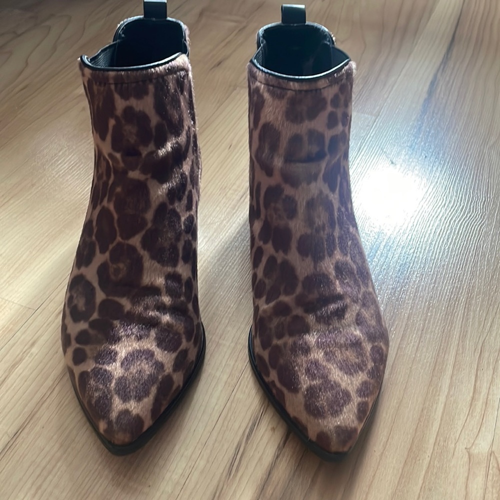 Nine West fur leopard print booties